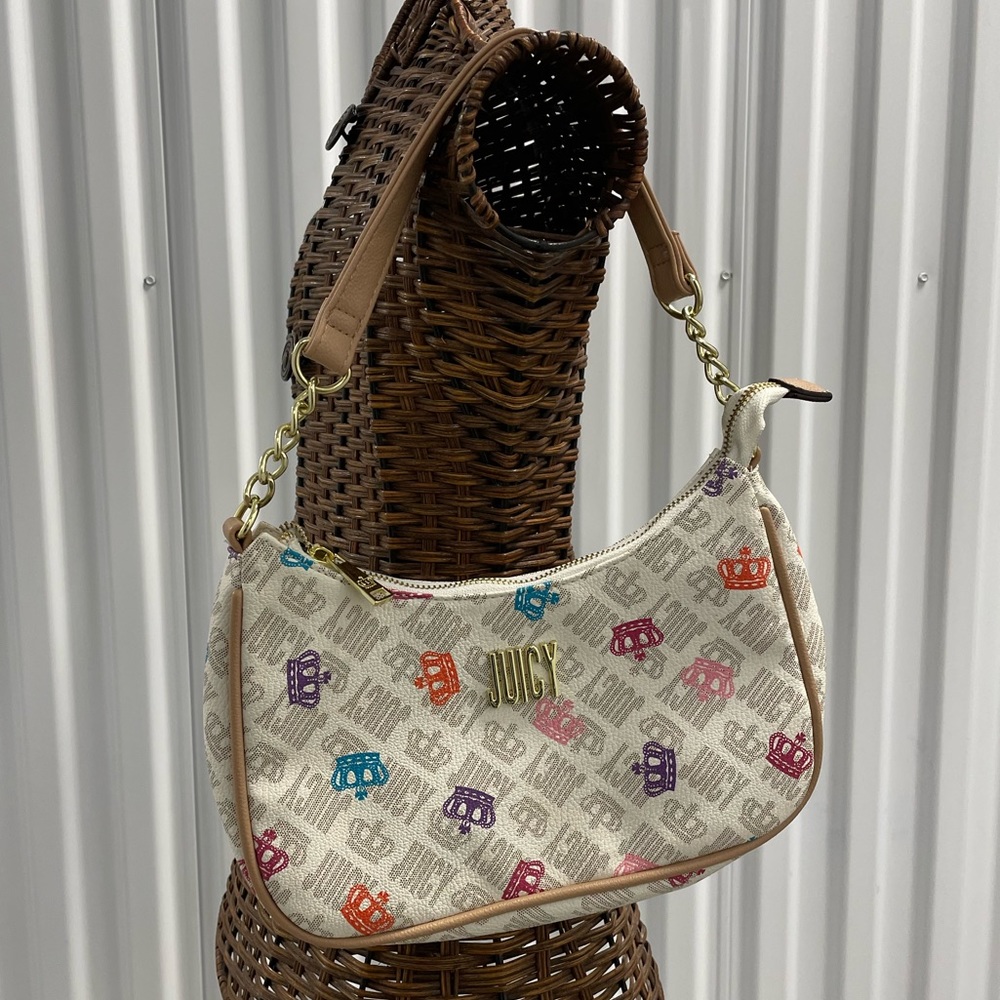 Vintage Y2K Colorful Juicy Couture Crown Monogram Logo Classic Shoulder Bag